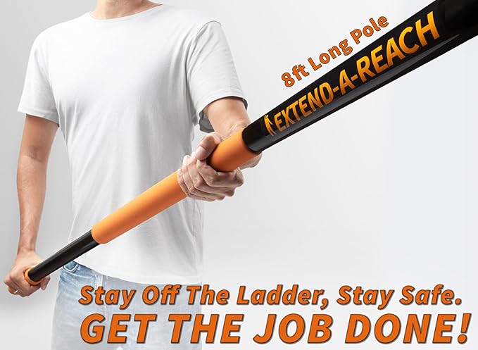 5-8 ft Long Telescopic Extension Pole // Multi-Purpose Extendable Pole with Universal Twist-on Metal Tip // Lightweight and Sturdy // Best for Painting, Dusting and Window Cleaning