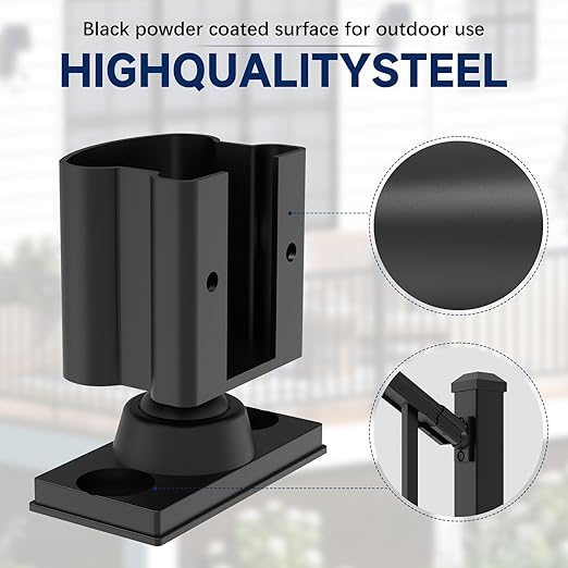 4 Pack Aluminum Deck Railing Bracket Connector with Stair Foot & Drill, Adjustable Railing Bracket, Black Textured Powder-Coat Finish Railing System(Stair Bracket)