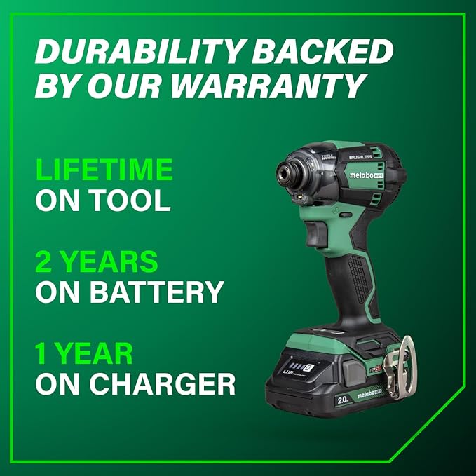Metabo HPT 18V MultiVolt Cordless Triple Hammer BOLT Impact Driver Set, Power Impact Driver Kit with Case, 2 Lithium-Ion Batteries and Charger, 1/4-Inch Chuck, Compact LightWeight Power Tool, WH18DC