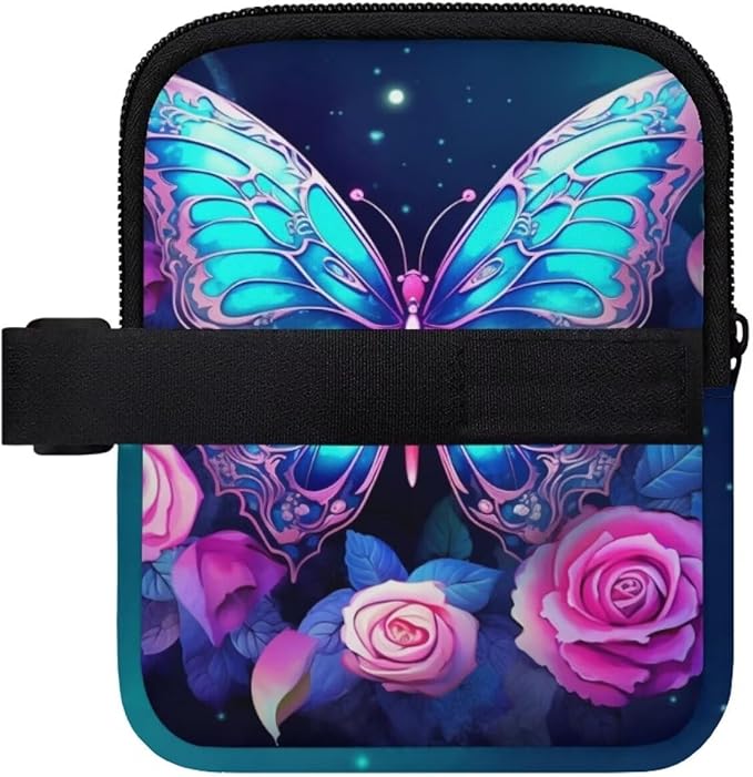 Flower Water Bottle Pouch Butterfly Tumbler Pouch Bag with Strap Gym Cup Pouch 20oz 30oz 40oz Tumbler Accessories for Phone Earphone Key