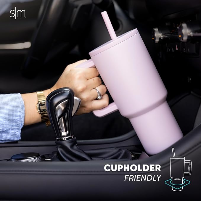 Simple Modern 30 oz Tumbler with Handle and Straw Lid | Insulated Cup Reusable Stainless Steel Water Bottle Travel Mug Cupholder Friendly | Gifts for Women Men Him Her | Trek Collection | Bellini