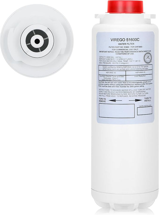 51600C Filter, Replace for Elkay 51600C Replacement Filter By NSF/ANSI 42 Certified, Water Filter 51600C Compatible with Ezh2o Filter Replacement Bottle Filling Station, Filter 51600C No Chip 6000 Gal