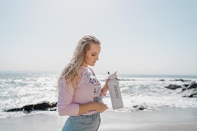 Coldest Sports Water Bottle with Straw Lid Vacuum Insulated Stainless Steel Metal Thermos Bottles Reusable Leak Proof Flask for Sports Gym (Fusion Blue, 40 oz)