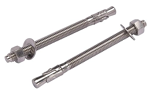 Bolt Dropper 3/8" x 5" Wedge Anchor (5 Pack), 18-8 (304) Stainless Steel Corrosion Resistance Commercial Grade Washers and Nuts Included