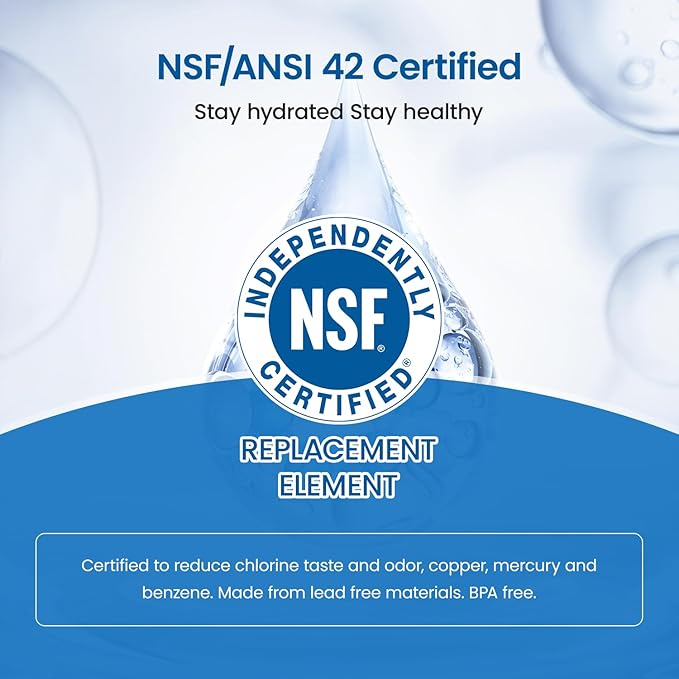 Upgraded Water Filter Replacement for Zero Pitcher and Dispenser ZR-001 ZR-004 ZD-013 ZS-008, 6 Stage Filtration System for Remove Lead, Chlorine, Fluoride, PFOA and PFOS Contaminants,TDS,8 pack