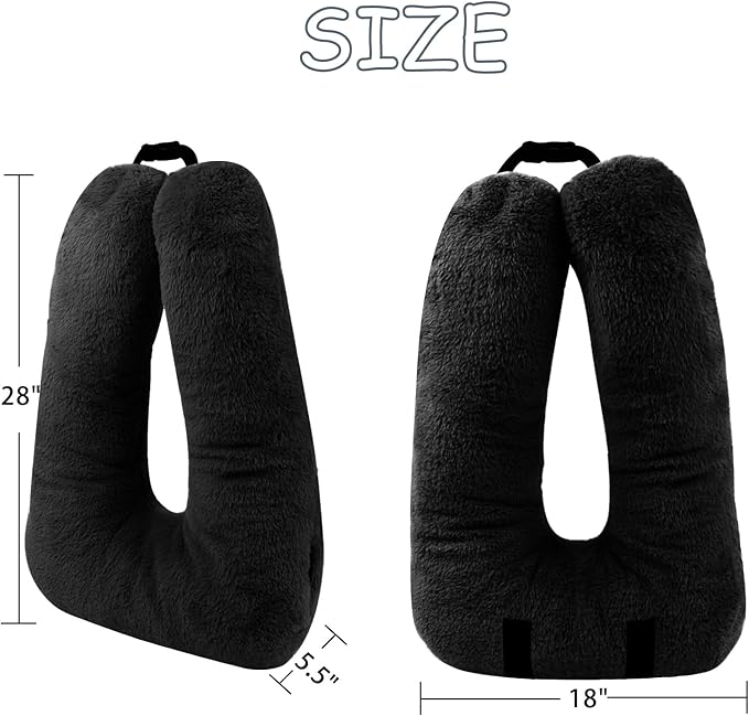 Kids Travel Pillow for Car Seat with Hand Muff, Cartoon Neck & Headrest Seat Belt Pillow for Car Road Trips Long-Distance Travel Sleeping Pillow for Adults and Children, Black