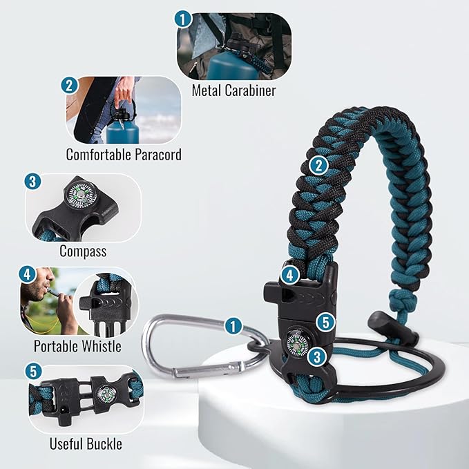 Gallon Water Bottle with Straw&Spout Lid, 128oz Stainless Steel Water Jug with Handle and Wide Mouth, One Gallon Vacuum Double Walled Jug for Sports, Outdoors, Leak-Proof. Blue&Black 128oz