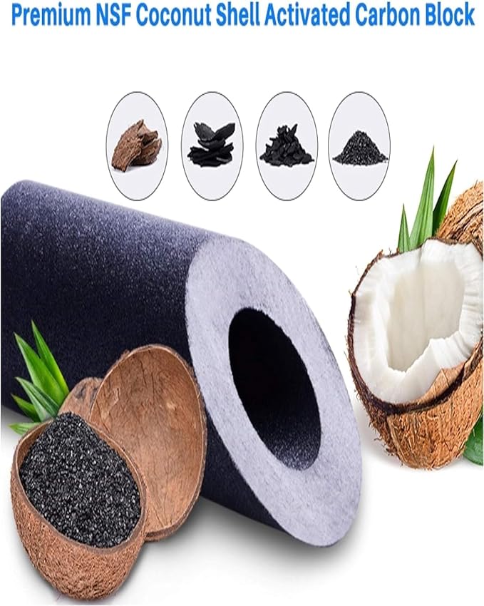 F4Y – Carbon Block Water Filter Cartridges Compatible with FXWTC, GXWH04F, GXWH20S Models – Removes Bad Taste & Odor – Whole House Replacement Filter Cartridge – 10" x 2.5" (2 Pack with 2 O-Rings)