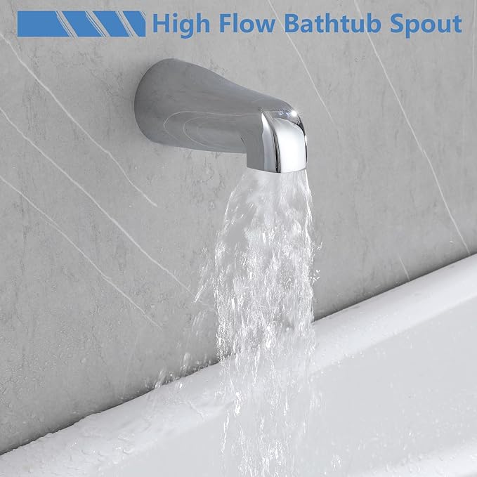 3 Handles Shower Faucet Set with Tub Spout Bathtub Shower Faucets Combo Set Shower System Complete Tub and Shower Trim Kit Shower Fixtures Chrome
