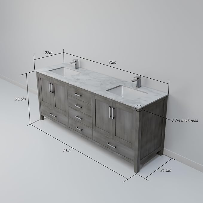 Big Sur 72 in. W X 22 in. D Distressed Grey Double Bath Vanity Cabinet Without Countertop
