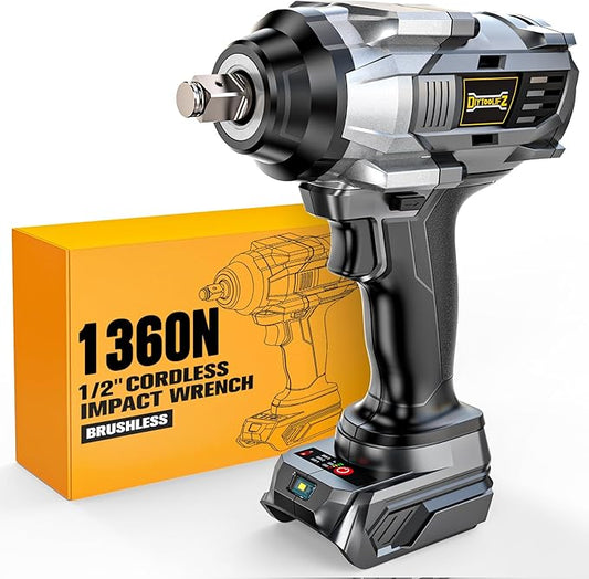 Cordless Impact Wrench 1/2” Compatible with Dewalt 20v Battery(No Battery), 1000FT-LBS(1360N.m) High Torque Impact Driver, Electric Impact Gun with LED Work Light, Variable Speeds, 4-Speed Control