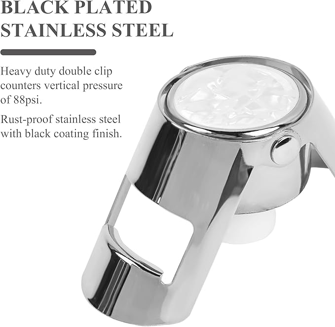 LIZIMANDU Champagne Stopper, Stainless Steel Bottle Plug Sealer for Sparkling Wine, Superior Leak,keeps Wine, Champagne, Prosecco, Cava, and Sparkling Wine fresh longer(1-Silver)