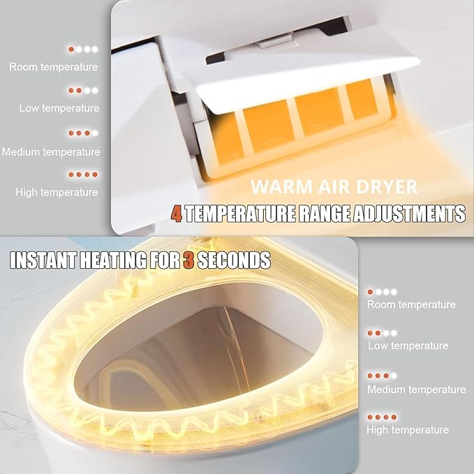 Electric Bidet Toilet Seat, Filtered & Unlimited Warm Water, 8 Modes Spa Wash, Warm Air Dryer, Heated Seat, Self-Clean Stainless Steel Nozzle, HD Night Light. 10-year warranty. (TB-45EV,Round)