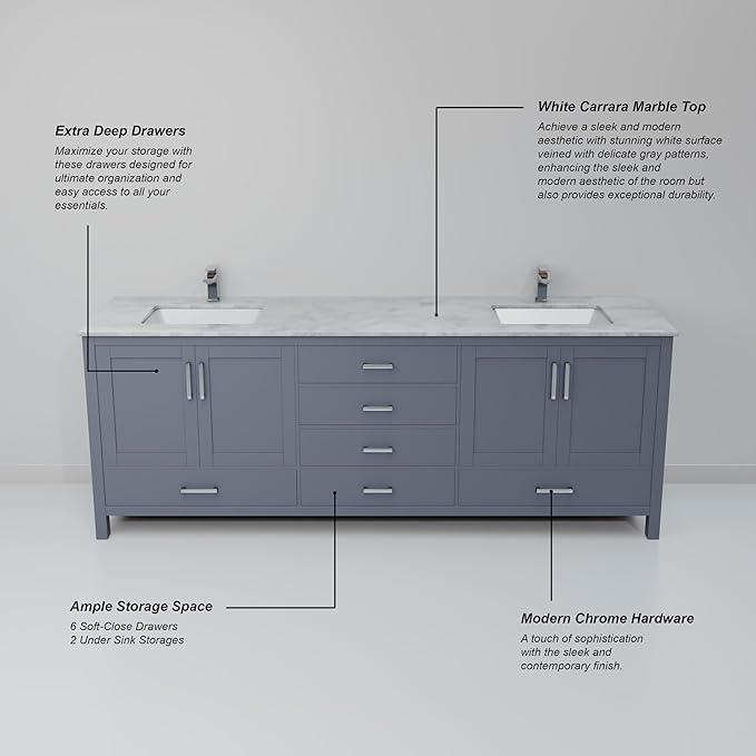 Big Sur 80 in. W X 22 in. D Dark Grey Double Bath Vanity Cabinet Without Countertop