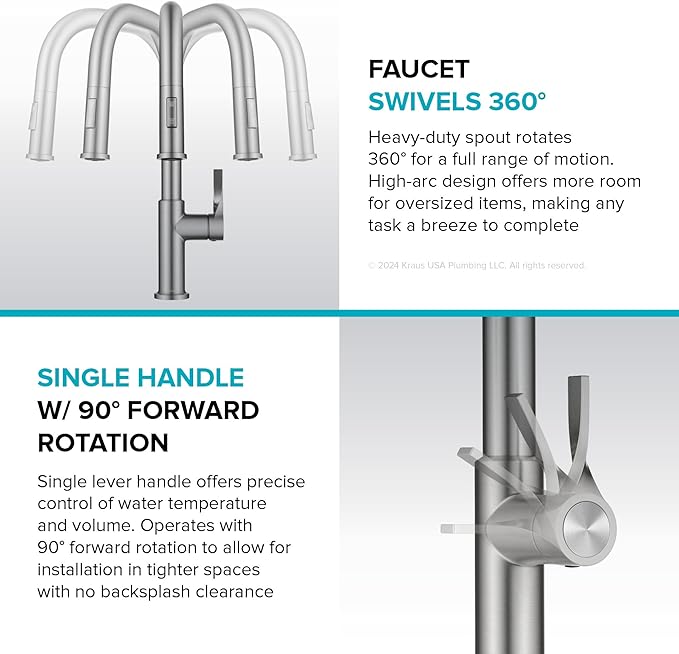 KRAUS Torak Pull Down Kitchen Faucet in Spot-Free Brushed Brass/Matte Black with 2 Function Sprayer, Pre-Attached Water Lines, and Mounting Hardware, KPF-2841SFBBMB