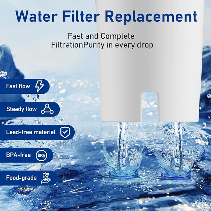 Replacement for Brita®Water Filter, NSF Certified Water Filter Pitchers Cartridges for Brita® Classic 35557, Ob03, Mavea® 107007, Lasts Two Months or 40 Gallons,Pack of 4