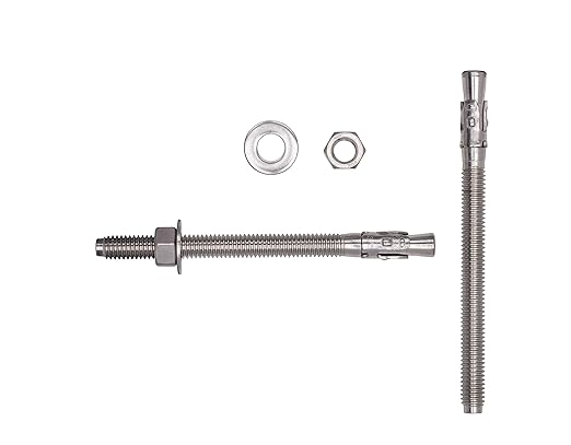 Bolt Dropper 3/8" x 5" Wedge Anchor (5 Pack), 18-8 (304) Stainless Steel Corrosion Resistance Commercial Grade Washers and Nuts Included