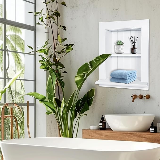 Royxen Recessed Medicine Cabinet, Bathroom Medicine Cabinets, Medicine Cabinet, Large Medicine Cabinets (White, 14 X 18 Inch, 2 Tier)