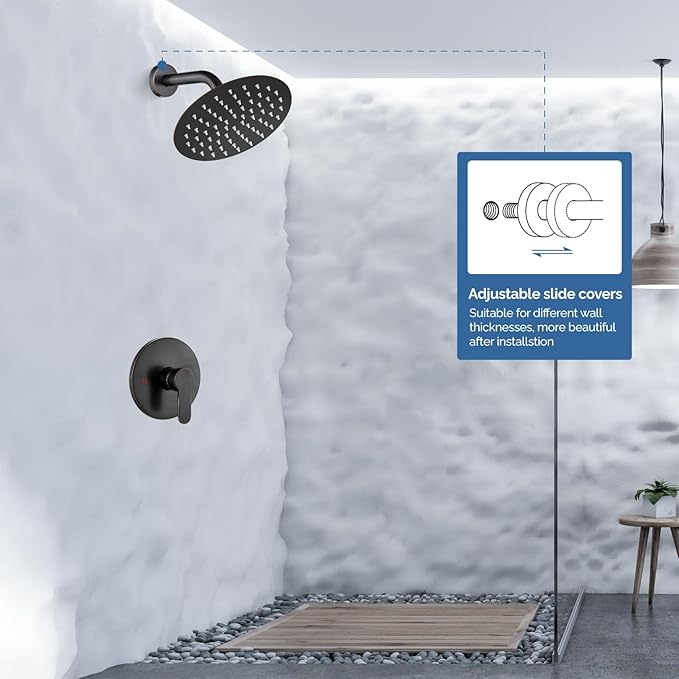 Airuida Shower Faucet Set,8 Inch Round Rainfall Shower Head,SUS304 Stainless Steel Single Handle Shower Trim Kit,Wall Mount Bathroom System with Female Threads Valve Oil Rubbed Bronze