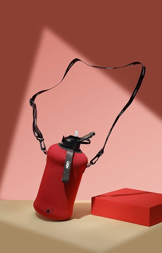 H2O Capsule 2.2L Half Gallon Water Bottle with Storage Sleeve and Covered Straw Lid – BPA Free Large Reusable Drink Container with Handle - Big Sports Jug, 2.2 Liter (74 Ounce)