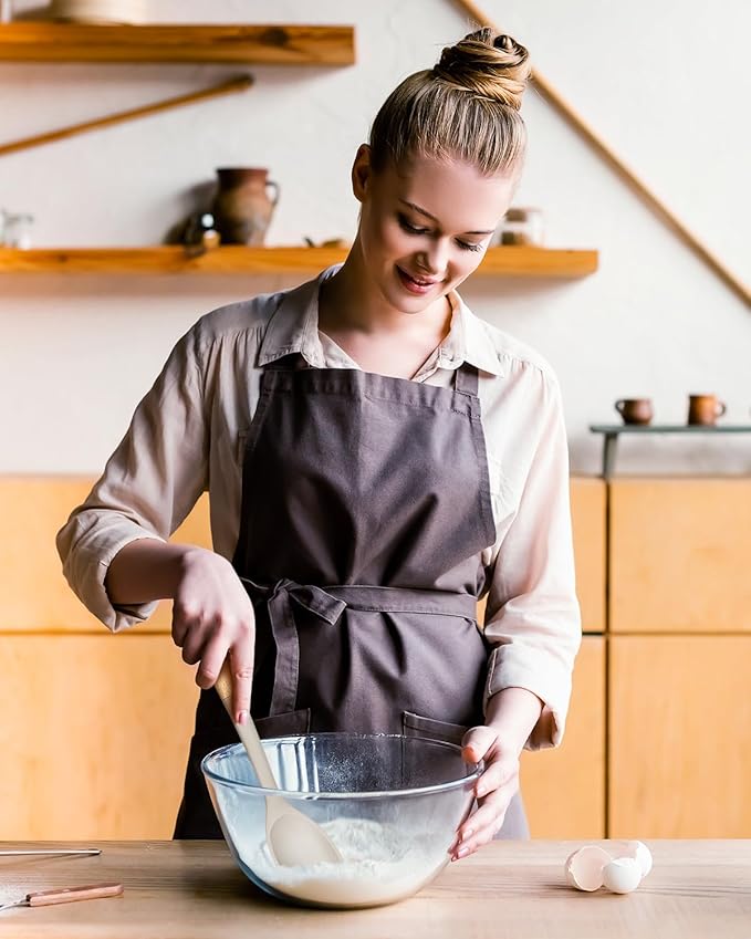 Silicone Cooking Utensils Set, Perfectly Angled for Frying, Mixing,Serving,Draining,Turning and Stirring, BPA-Free Matte Silicone, Wood Handles, Safe for Nonstick Cooking Surfaces,4 Pack (Khaki)