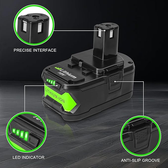 18V 6.0Ah Lithium-Ion Replacement Battery Compatible with Ryobi 18V ONE+ Tools – Works with Impact Driver PCL235B, Multi-Tool PCL430B, Circular Saw PCL500B, Vacuum Cleaner RHV18-0, Impact Wrench P262