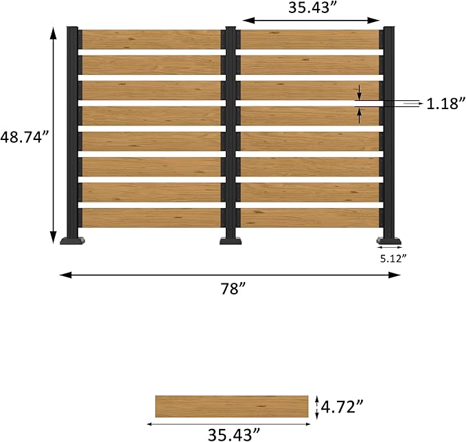 78” W x 48” H Wooden Air Conditioner Fences for Hard Ground & Soft Ground, 2 Outdoor Garden Fences, Privacy Screen Panels with Aluminum Stakes, Trash Can Pool Equipment Enclosure, Natural