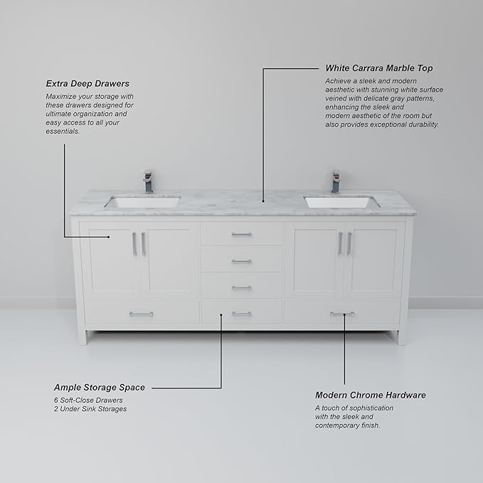 Big Sur 72 in. W X 22 in. D White Double Bath Vanity Cabinet Without Countertop