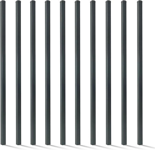 Fencer Wire Heavy Duty 6FT Outdoor Steel Fencing Border Post, 16 Gauge Anti-Rust Metal Fence Post, 2” Diameter Decorative Garden Fence Post, Pack of 10