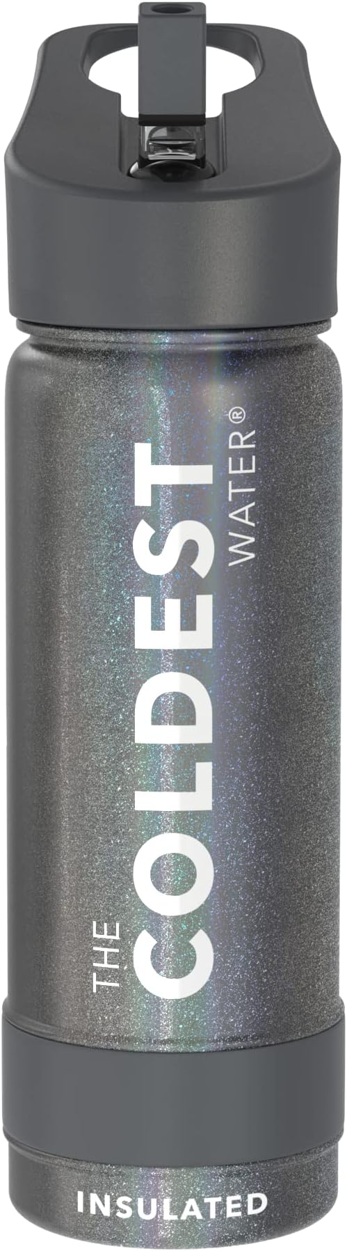 Coldest Sports Water Bottle - Straw Lid Bottle with Handle Leak Proof, Vacuum Insulated Stainless Steel, Double Walled, Thermo Mug, Metal | Stardust 18 oz