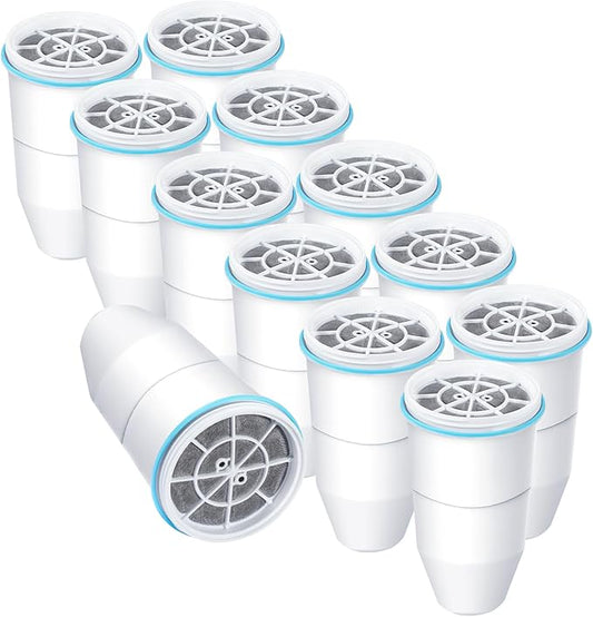 VIPHASES 12 Pack ZR-001 ZR-017 ZR-004 6-Stage Replacement Water Filters, Replacement for Pitchers and Dispensers, Advanced 0 TDS System to Removes 99.99% Lead, Chlorine, Fluoride, PFOA/PFOS