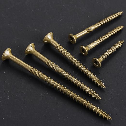 #8 * 1-5/8" Deck Screws, (377pcs) 2 lbs.Exterior Wood Screws, Rust Resistant epoxy Coated, Bronze, T20 Star Bit
