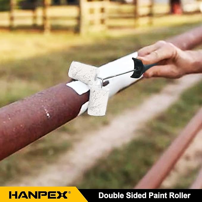 Small Double Paint Roller, Roller Brush, House Painting Supplies Covers, Paint Rollers Naps, Roller Frame and Paint Roller Kit for Stair Balusters, Fences, Pipes, Tube, etc.