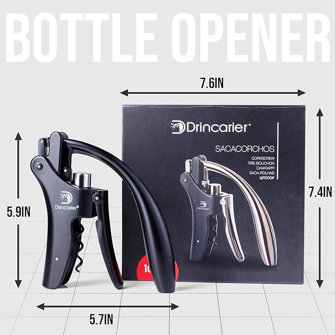 Vertical Lever Corkscrew with Non-Stick Worm, Compact Rabbit Wine Opener Wine Bottle Opener with built-in Foil Cutter