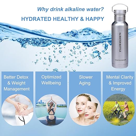 Hydrogen Water Bottle | Insulated Stainless Steel Alkaline Water Flask Energy Water Ionizer with Filter to Enhance Drinking Water