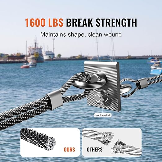 VEVOR 1/8 Black Stainless Steel Cable, 500 FT 316 Black Cable Railing Kit, Cable Railing System Wire Rope with Cutter & Gloves, 7x7 Strands Core Marine Aircraft Cable for Handrail Stair Deck Fence