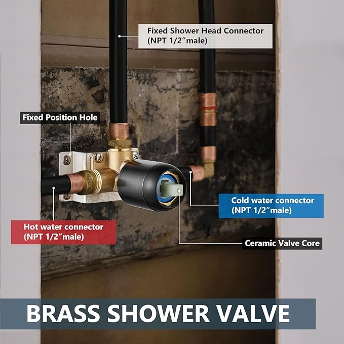 Aolemi Shower Faucet Set Rain Shower Head System Shower Trim Kit Pressure Rough-in Valve Included ABS 8 Setting Single Handheld Spray Oil Rubbed Bronze
