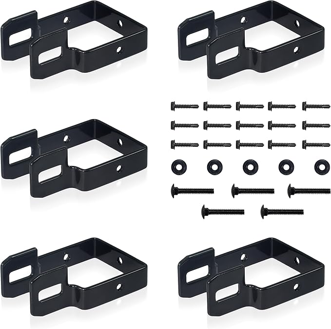 Fencer Wire Heavy Duty Garden Fence Bracket Set, 5 Pieces Metal Steel Connectors for Post and Panel Connection, Accessories of Metal Fencing Border