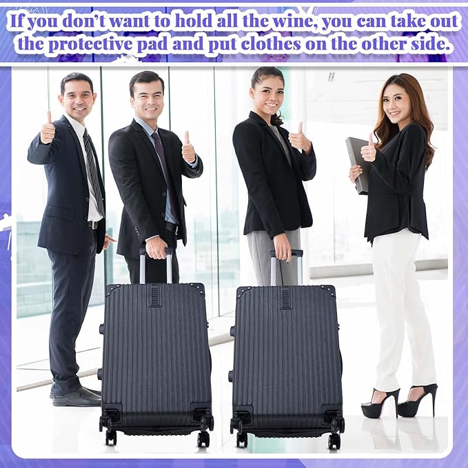 Wine Suitcase Airplane Wine Carrier Luggage Hold 10 Standard 750ml Size Bottle Universal Wheeled Wine Travel Case with Removable Foam Insert for Wine Lover Professional Gift (Classic,24")