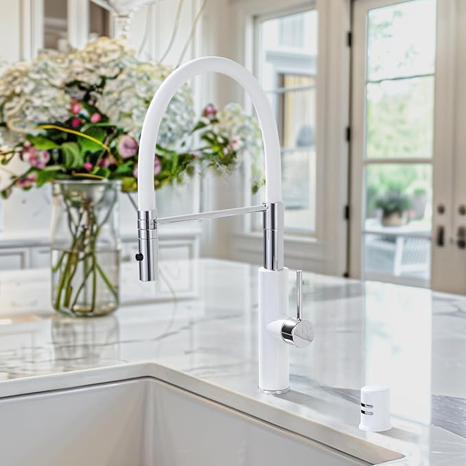 Dishwasher Air Gap Cover, Dishwasher Air Gap Cap for Kitchen Sink, Solid Brass Dishwasher Overflow Vent Cap Replacement Kit, Bright White