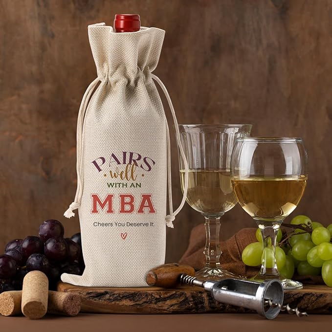 Graduation Gifts for Her Him, Mba Graduation Gifts Wine Bag, College Graduation Gifts for Women, Mba Graduation Party Decorations Wine Bottle Bag, Pairs Well with Mba Degree Wine Bags