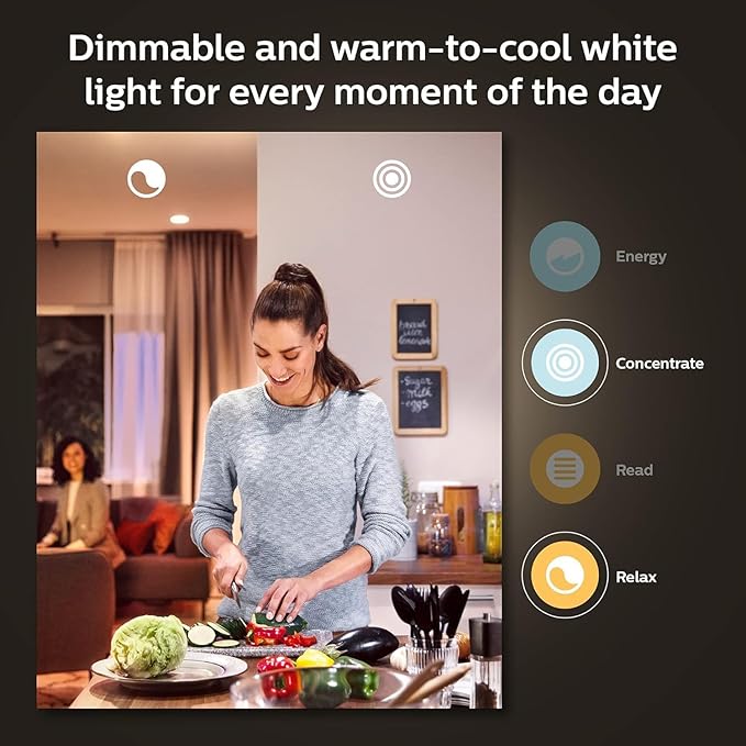 Philips Hue 40W B39 Candle-Shaped Smart LED Light Bulbs - Warm-to-Cool White Ambiance - 4 Pack - 450LM - E12 - Indoor - Control with Hue App - Works with Voice Assistants