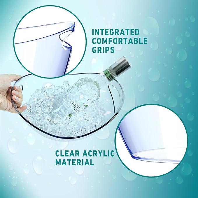 Clear Ice Buckets for Parties - Acrylic Ice Bucket - 4 Liters Beverage Tub for Drinks and Parties- Plastic Ice Bucket for Cocktail Bar - A Perfect Plastic Tub to serve Chilled Drink