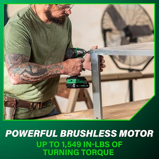 Metabo HPT 18V MultiVolt Cordless Brushless Impact Driver Kit, Compact Lightweight Impact Driver Set with 2 Lithium-Ion Metabo Batteries, Charger, 1/4-Inch Quick Change Chuck, High Torque, WH18DEX