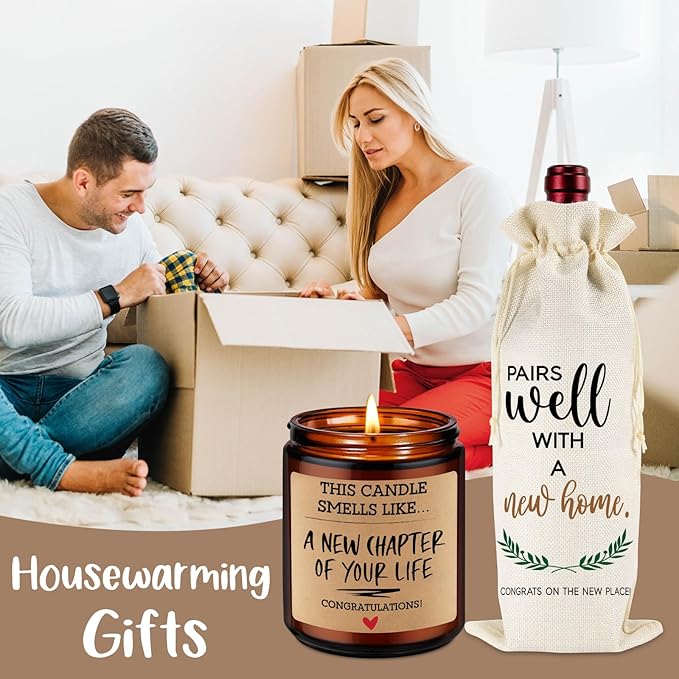 Fairy's Gift Funny Housewarming Wine Bag & Candle, House Warming Gifts New Home, Housewarming Gifts for New House, New Apartment, First Home, New Homeowner Gifts, Closing Gifts for Home Buyers