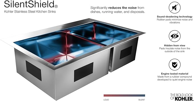 KOHLER Vault 30" Single Bowl 18-Gauge Stainless Steel Apron Front Kitchen Sink Undermount Installation K-3943-NA