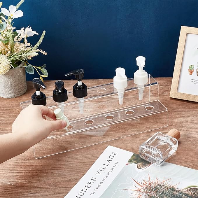 NBEADS 12-Slot 2 Tier Wine Bottle Stopper Display, Clear Acrylic Wine Stopper Holder 30.4x10x8.2cm/11.96x3.9x3.2inch Wine Stopper Display Stand Rack for Countertop, Inner Diameter: 0.75inch