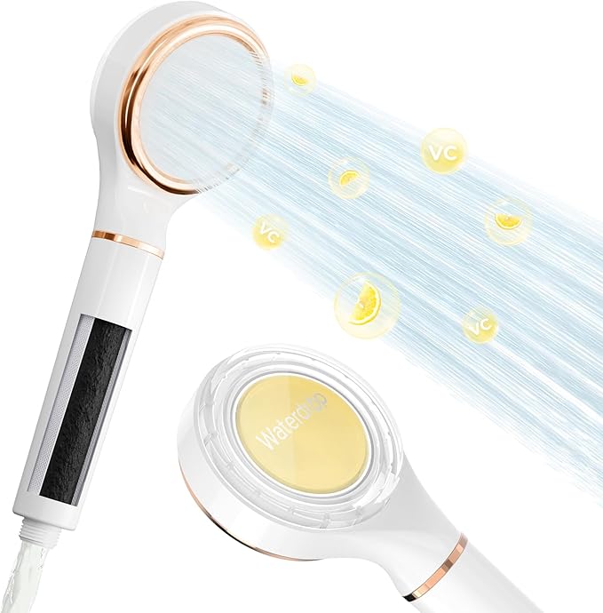 Waterdrop SF02-SL Filtered Shower Head with Handheld, High Pressure & Vitamin C for Healthier Hair & Skin, Softener Water, Reduce Chlorine, Reduce Hair Shedding, Soothe Dry Skin, Lemon Yellow