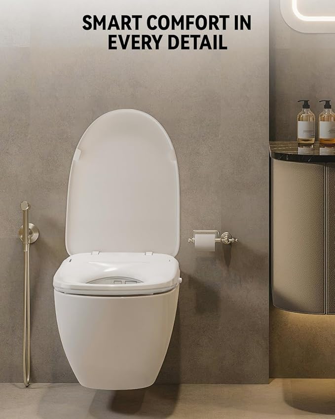 Bidet Toilet Seat, Electric Heated Elongated Toilet Seat With 6-Level Warm Seat & Dryer, Self-Cleaning Nozzle and Odor Control