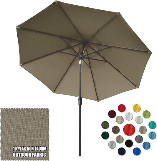 Eurmax USA 10-Year-Non-Fading 10Ft Market Umbrella Outdoor Patio Umbrella Table Umbrella with 8 Ribs,Hand Crank and Ventilation (Taupe)